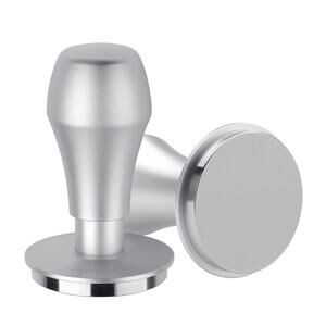 Normcore 58.5mm Espresso Tamper V4.1, Spring Loaded w/ Click, Silver, Flat Base